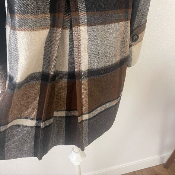 Elevenses Anthropology Peacoat Size Small Plaid Wool Blend Wide Sleeve - Picture 8 of 11